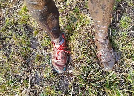 Amy's muddy feet