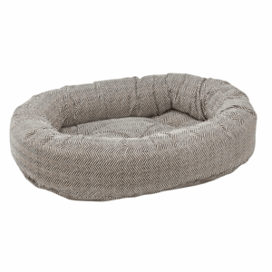 Bowser Donut Dog Bed Taupe Herringbone